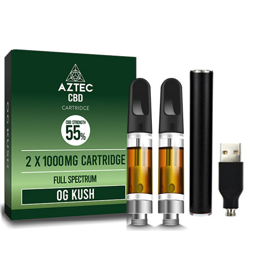 ПРОМО CBD вейп комплект пълнители Aztec OG Kush + писалка и USB