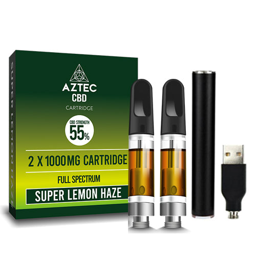 ПРОМО CBD вейп комплект пълнители Aztec Super Lemon Haze + писалка и USB