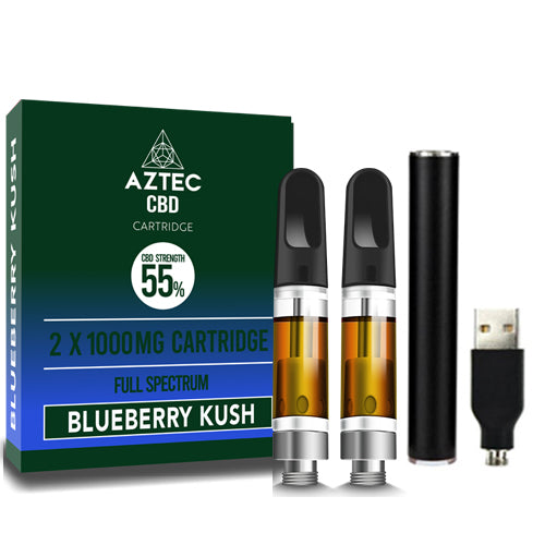 ПРОМО CBD вейп комплект пълнители Aztec Blueberry Kush + писалка и USB