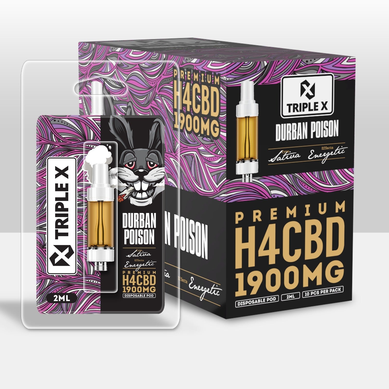 TRIPLE X - H4CBD Durban Poison 2ml И Premium USB Батерия